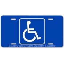 Handicapped Emblem Inspired Art on Blue FLAT Aluminum Novelty License Ta... - £14.05 GBP