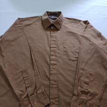 Oleg Cassini Men's Long Sleeve Button Up Brown Shirt Size XL 17 1/2 (34/35) image 7