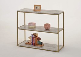 Bookcase With Faux White Marble Shelves And A Three-Tier Console Table With Gold - £64.30 GBP