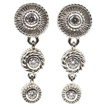 Judith Ripka Sterling Silver Diamonique Triple 3 Three Stone Drop Earrings Omega - £117.99 GBP