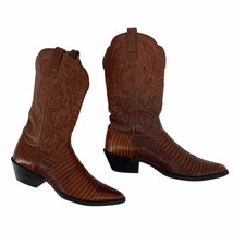 Ariat Whiptail men 8.5B Brown Leather Lizard Western Rodeo Cowboy midcal... - £38.56 GBP