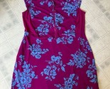 TITLE NINE XL Zip Front Cap Sleeve Dress Magenta w/ Blue Floral print me... - $37.18