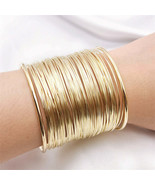 Golden Ethnic Style Round Multiple Cuff Bracelets - $15.00