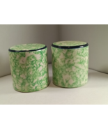 Vintage Stangl Town &amp; Country Salt and Pepper Shaker Set, Green Spongeware - $8.99