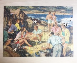 Vintage 30s Jaymar Americana Puzzle- #4000 "Beach Picnic"  image 2