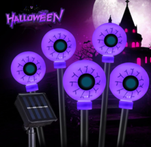 Outdoor Halloween Decorations, Solar Pathway Lights, 5 Pack 3D Eyeball L... - $27.99