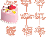 Happy Mother&#39;S Day Cake Toppers,8 Pcs Rose Gold Acrylic Cake Decoration ... - £10.49 GBP