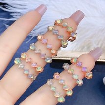 New Natural Opal Ring 925 Silver Ladies Ring Colorful Opal Luxury Elegant Beauty - £37.36 GBP