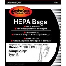 Riccar Vacuum HEPA Bags Type B 6 Pack by Envirocare A846 - $14.73