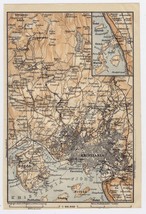 1914 Original Antique Map Of Vicinity Of Oslo Kristiania / Norway - £17.13 GBP