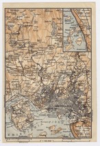 1914 ORIGINAL ANTIQUE MAP OF VICINITY OF OSLO KRISTIANIA / NORWAY - £17.13 GBP