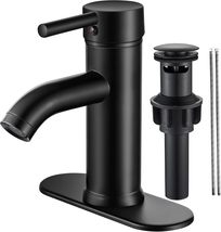 Black Bathroom Faucet Single Hole Bathroom Sink Faucet Matte Black, Black, Short - £25.40 GBP