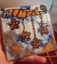 My Lucky Stars Fireworks Mixed Media Handcrafted Painted Ceramic Tile Fo... - $8.95
