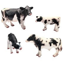 Realistic Farm Cow Model Figures Toy Set, 4Pcs Farm Cow Family Figurines... - $27.48