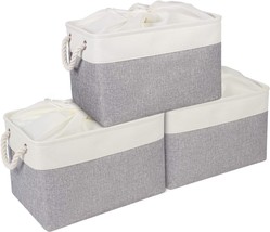 Keegh Fabric Storage Bins, 3-Pack Gray Storage Baskets For, 15 X 10 X 9.5Inch - £27.31 GBP