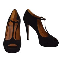 Gucci Black Suede Leather Mary Janes Peep toe Heel Platform Pumps sz 39,... - $318.58 CAD