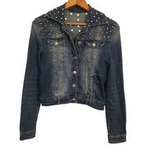 Lolita Denim Jacket S Studs Vintage 90s Blue Jean Y2K Punk Grunge Goth S... - $29.68