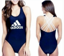 Adidas Swimsuit Large Criss Cross Strappy Strap Back Navy Blue One Piece... - $46.57