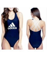 Adidas Swimsuit Large Criss Cross Strappy Strap Back Navy Blue One Piece... - £36.63 GBP