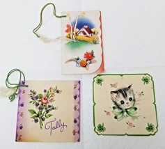 Bridge Tally Score Cards Tags House Cat Flowers Used Vintage 1950 - £11.72 GBP