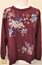 Johnny Was Embroidered Raglan Sweatshirt Sz-XL Merlot - £95.89 GBP