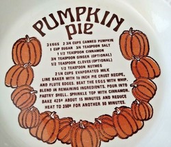 11&quot; x 2&quot; Deep Ceramic Pie Dish Baking Dish with Thanksgiving Pumpkin Pie Recipe - £15.97 GBP