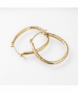Real 14K Gold Hoop Earrings Designer JCM Jacmel Polished Diamond Cut Acc... - $184.90 CAD