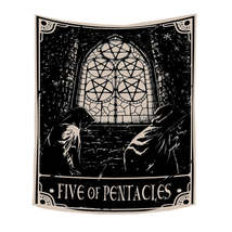 Anyhouz Tapestry Black Pentacles 95X70 cm Tarot Card Psychedelic Scene Art Hippi - £17.30 GBP