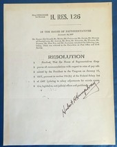 1977 Hubert Humphrey Copy of House Resolution 126 Free Frank Env Signed ... - £18.11 GBP