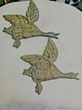 Pair Of  Flying Geese Solid Brass Wall Art MCM Vintage - £18.68 GBP