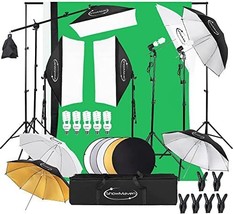 ShowMaven Photography Lighting Kit, Softbox Light Kit with 6.5ft x 10ft - £113.50 GBP