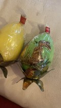 Vintage Handarbeit Bunny Floral Set 2  Easter Egg Candle Brass  West Ger... - £23.43 GBP