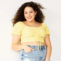 Juniors&#39; Plus Size SO® Cinched Front Puff Sleeve Top 3X - £15.52 GBP
