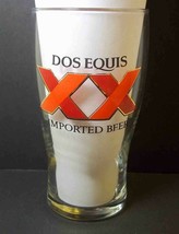 Dos Equis pint beer glass Double RED X logo gold borders Mexico - £7.40 GBP
