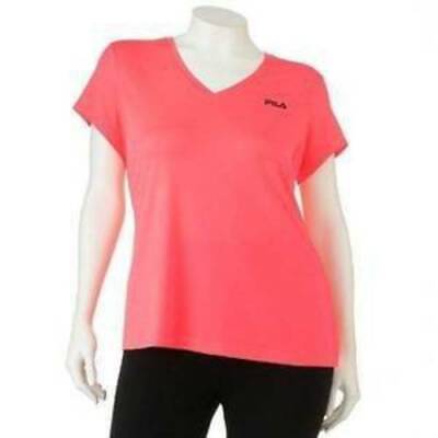 Womens Shirt Pink FILA Sport Core Essential Racer Performance Tee Top-size 1X