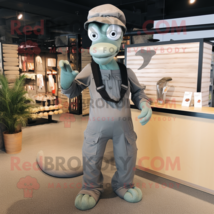 Gray Snake mascot costume character dressed with a Dungarees and Cummerbunds - $1,249.00