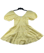 And Now This Tiered Puff-Sleeve Dress White/Yellow Gingham Smocked Back ... - $39.14 CAD