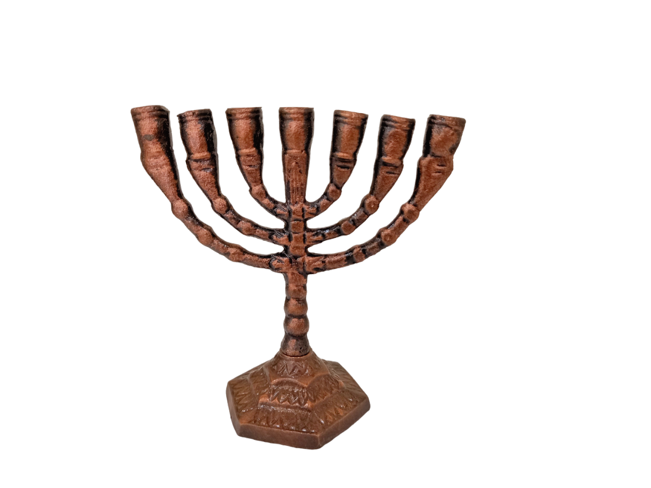4 1/4&quot; 7 Candleholder Candelabra Candlestick Engraved Antique Rustic Des... - $14.90