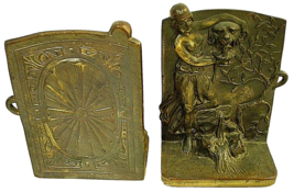 Victorian Unusual Whimsical Antique Solid Bronze Bookends (Small 5&quot; X 4&quot;) Read! - £61.68 GBP