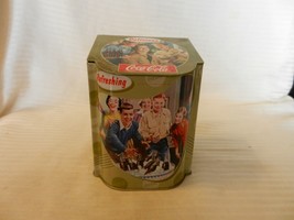 Decorative Coca-Cola Metal Tin from 1998 Vintage Teenagers Drinking Coke - £19.66 GBP