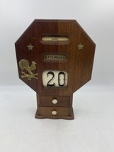 Vintage Midcentury Wooden Perpetual Calendar Enesco Imports Japan - £33.11 GBP