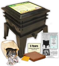 Worm Factory BASIC, 3 Tray Composter Black, Made in USA, Natures Footprint - $109.95