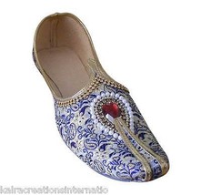 Men Shoes Jutti Wedding Groom Loafers Indian Handmade Blue Mojaries US 6-12  - £43.95 GBP