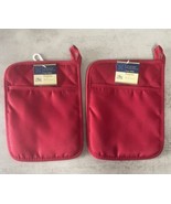 NEW Home Collection Set of 2 Red Neoprene Pot Holders Mitts - £11.07 GBP