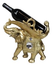 Feng Shui Golden Thai Buddha Elephant With Leaf and White Crystals Wine ... - £32.46 GBP