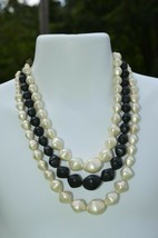 True Vintage 1960&#39;s Baroque Raw Pearl 3 Row Necklace &#39;&#39;faux Pearl&#39;&#39; - £22.38 GBP