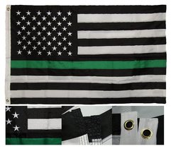 AES 3x5 Embroidered USA Thin Green Line Border Patrol 220D Nylon Flag 3&#39;x5&#39; Clip - £13.77 GBP