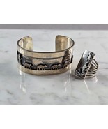Vintage Sterling Silver Clarence Lee Navajo Cuff Bracelet Ring 81.5g E6149 - $16,584.58 MXN