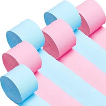 Gender Reveal Party Pink Blue Decorations Streamers 6 Rolls (4.5Cm X 25M) Crepe  - £20.90 GBP