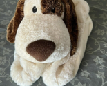 red envelope Baby Puppy Dog Lovey Blanket Plush Satin Paws Cream Brown G... - £23.75 GBP